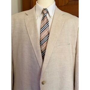 Apollo King 100% Linen Blazer Mens 52L Natural Two-Button Sport Coat Jacket